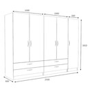 Ντουλάπα Ρούχων Victoria Megapap Πεντάφυλλη με Συρτάρια Χρώμα Φυσικό Οξιάς 250x60x181εκ.