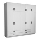 Ντουλάπα Ρούχων Victoria Megapap Πεντάφυλλη με Πατάρι και Συρτάρια Χρώμα Λευκό 250x60x240εκ.