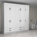 Ντουλάπα Ρούχων Victoria Megapap Πεντάφυλλη με Πατάρι και Συρτάρια Χρώμα Λευκό 250x60x240εκ.
