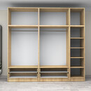 Ντουλάπα Ρούχων Victoria Megapap Πεντάφυλλη με Πατάρι και Συρτάρια Χρώμα Φυσικό Οξιάς 250x60x240εκ.