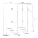 Ντουλάπα Ρούχων Victoria Megapap Πεντάφυλλη με Πατάρι και Συρτάρια Χρώμα Φυσικό Οξιάς 250x60x240εκ.