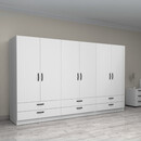 Ντουλάπα Ρούχων Victoria Megapap Εξάφυλλη με Συρτάρια Χρώμα Λευκό 300x60x181εκ.