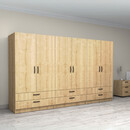 Ντουλάπα Ρούχων Victoria Megapap Εξάφυλλη με Συρτάρια Χρώμα Φυσικό Οξιάς 300x60x181εκ.