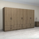 Ντουλάπα Ρούχων Victoria Megapap Εξάφυλλη με Συρτάρια Χρώμα Καρυδί 300x60x181εκ.