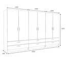 Ντουλάπα Ρούχων Victoria Megapap Εξάφυλλη με Συρτάρια Χρώμα Καρυδί 300x60x181εκ.