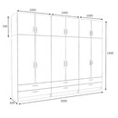 Ντουλάπα Ρούχων Victoria Megapap Εξάφυλλη με Πατάρι και Συρτάρια Χρώμα Φυσικό Οξιάς 300x60x240εκ.