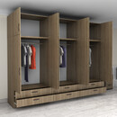 Ντουλάπα Ρούχων Victoria Megapap Εξάφυλλη με Πατάρι και Συρτάρια Χρώμα Καρυδί 300x60x240εκ.