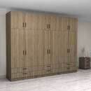 Ντουλάπα Ρούχων Victoria Megapap Εξάφυλλη με Πατάρι και Συρτάρια Χρώμα Καρυδί 300x60x240εκ.