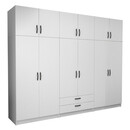 Ντουλάπα Ρούχων Victoria Megapap Εξάφυλλη με Πατάρι και Συρτάρια Χρώμα Λευκό 300x60x240εκ.