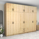 Ντουλάπα Ρούχων Victoria Megapap Εξάφυλλη με Πατάρι και Συρτάρια Χρώμα Φυσικό Οξιάς 300x60x240εκ.