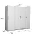 Ντουλάπα Ρούχων Victoria Megapap Τετράφυλλη Χρώμα Λευκό 200x60x181εκ.