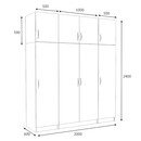 Ντουλάπα Ρούχων Victoria Megapap Τετράφυλλη με Πατάρι Χρώμα Λευκό 200x60x240εκ.