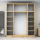 Ντουλάπα Ρούχων Victoria Megapap Τετράφυλλη με Πατάρι Χρώμα Φυσικό Οξιάς 200x60x240εκ.