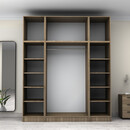 Ντουλάπα Ρούχων Victoria Megapap Τετράφυλλη με Πατάρι Χρώμα Καρυδί 200x60x240εκ.