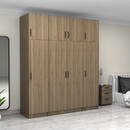 Ντουλάπα Ρούχων Victoria Megapap Τετράφυλλη με Πατάρι Χρώμα Καρυδί 200x60x240εκ.