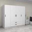 Ντουλάπα Ρούχων Victoria Megapap Τετράφυλλη με Συρτάρια Χρώμα Λευκό 200x60x181εκ.