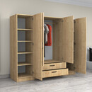 Ντουλάπα Ρούχων Victoria Megapap Τετράφυλλη με Συρτάρια Χρώμα Φυσικό Οξιάς 200x60x181εκ.