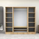 Ντουλάπα Ρούχων Victoria Megapap Τετράφυλλη με Συρτάρια Χρώμα Φυσικό Οξιάς 200x60x181εκ.