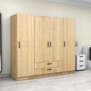 Ντουλάπα Ρούχων Victoria Megapap Τετράφυλλη με Συρτάρια Χρώμα Φυσικό Οξιάς 200x60x181εκ.