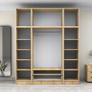 Ντουλάπα Ρούχων Victoria Megapap Τετράφυλλη με Πατάρι και Συρτάρια Χρώμα Φυσικό Οξιάς 200x60x240εκ.