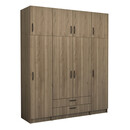 Ντουλάπα Ρούχων Victoria Megapap Τετράφυλλη με Πατάρι και Συρτάρια Χρώμα Καρυδί 200x60x240εκ.