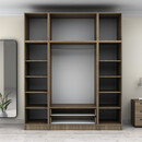 Ντουλάπα Ρούχων Victoria Megapap Τετράφυλλη με Πατάρι και Συρτάρια Χρώμα Καρυδί 200x60x240εκ.