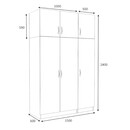 Ντουλάπα Ρούχων Victoria Megapap Τρίφυλλη με Πατάρι Χρώμα Λευκό 150x60x240εκ.