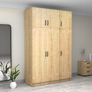 Ντουλάπα Ρούχων Victoria Megapap Τρίφυλλη με Πατάρι Χρώμα Φυσικό Οξιάς 150x60x240εκ.