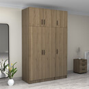 Ντουλάπα Ρούχων Victoria Megapap Τρίφυλλη με Πατάρι Χρώμα Καρυδί 150x60x240εκ.