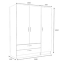 Ντουλάπα Ρούχων Victoria Megapap Τρίφυλλη με Συρτάρια Χρώμα Λευκό 150x60x181εκ.