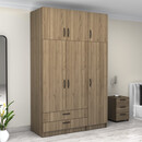 Ντουλάπα Ρούχων Victoria Megapap Τρίφυλλη με Πατάρι και Συρτάρια Χρώμα Καρυδί 150x60x240εκ.