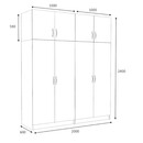 Ντουλάπα Ρούχων Victoria Megapap Τετράφυλλη με Πατάρι Χρώμα Λευκό 200x60x240εκ.