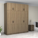 Ντουλάπα Ρούχων Victoria Megapap Τετράφυλλη με Πατάρι Χρώμα Καρυδί 200x60x240εκ.