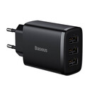 Baseus Γρήγορος Φορτιστής 3xusb 17w (Μαύρο)