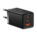 Baseus Φορτιστής Gan5 pro 2xusb-c + usb 65w (Μαύρο)