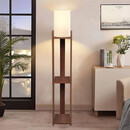 Φωτιστικό Δαπέδου Verma i Megapap e27 Mdf/ύφασμα pvc Χρώμα Καρυδί - Κρεμ 18,5x18,5x142εκ.