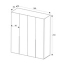 Ντουλάπα Ρούχων Oryana Megapap Τετράφυλλη Χρώμα Καρυδί 180x62x210εκ.