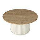 Τραπεζάκι Σαλονιού Bohema Megapap Χρώμα Ivory - Sepet oak Ø85x43,2εκ.