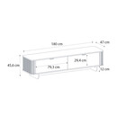 Έπιπλο Τηλεόρασης Bohema Megapap Χρώμα Ivory - Sepet oak 180x47x45,6εκ.