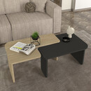 Τραπεζάκι Σαλονιού σετ 2τμχ Lava Megapap Χρώμα Rota oak - Ανθρακί 75x48,5x35,6εκ.