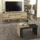 Τραπεζάκι Σαλονιού σετ 2τμχ Lava Megapap Χρώμα Rota oak - Ανθρακί 75x48,5x35,6εκ.