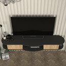 Έπιπλο Τηλεόρασης Επιτοίχιο Perk Megapap με led Χρώμα Ανθρακί - Sepet oak 150x35x19,2εκ.