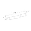 Έπιπλο Τηλεόρασης Επιτοίχιο Perk Megapap με led Χρώμα Ανθρακί - Sepet oak 150x35x19,2εκ.