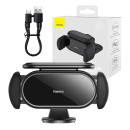 Baseus Βάση Κινητού για το Αυτοκίνητο με Ασύρματη Φόρτιση & Ηλιακό Φορτιστή Steel Cannon pro (Μαύρο)