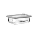 Estia Φαγητοδοχειο Colorseal Γυαλινο 370ml 16.3x12.3x6.2cm με Καπακι Σιλικονης Γκρι