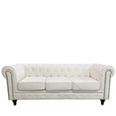 Καναπές Τριθέσιος ArteLibre AVERY Λευκό PU 208x90x73cm