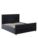 Κρεβάτι Διπλό ArteLibre SLEEPSUIT Μαύρο Ύφασμα 218x172x118cm (Στρώμα 160x200cm)