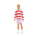 Mattel Barbie: ken - red White Stripes t-Shirt  & Pink Shorts With Blonde Hair Doll Fashionistas (Hyv01)