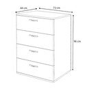 Συρταριέρα Velika Megapap Χρώμα Λευκό 73x44x96εκ.