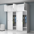 Ντουλάπα Ρούχων Regio Megapap Τετράφυλλη Συρόμενη με Πατάρι Χρώμα Λευκό 200x60x240εκ.